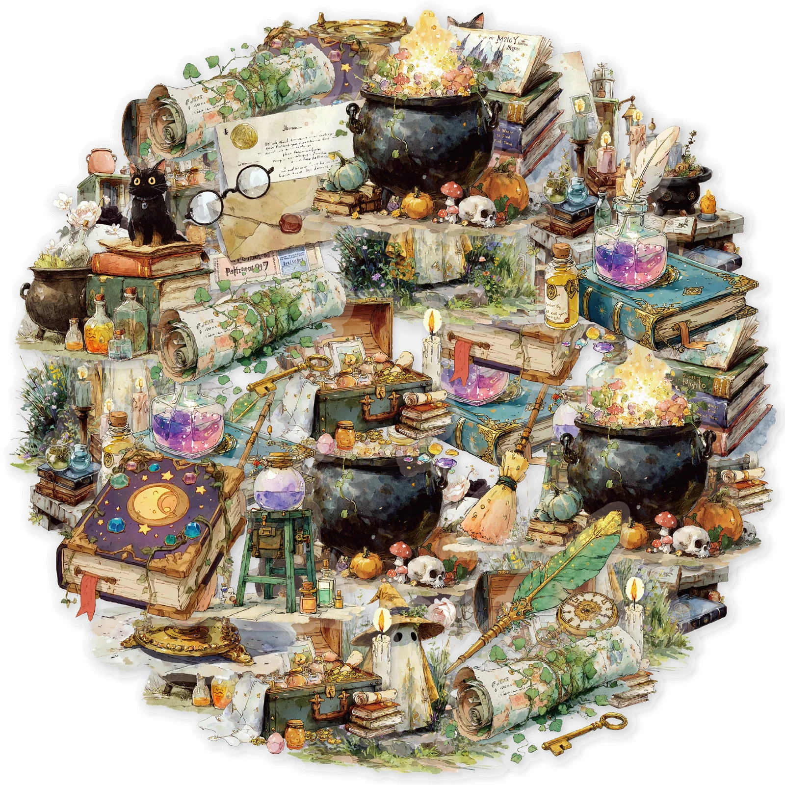 Etori Life Starburst Ferramentas de Bruxaria Retro Bonito Item Mágico Padrão Pacote de Adesivos DIY Scrapbooking Suprimentos, Entusiastas Mágicas, Álbuns de Fotos, Decoração de Quarto, Sacos de Papel de Presente para Crianças, Papelaria de Estudante, Adesivos de Brinquedo, Artesanato Die-Cut