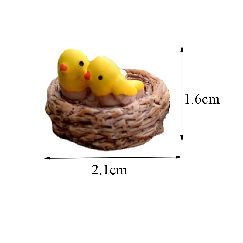 2PCS Bird with Nest Figures Miniature Stair Figurine for Mini Fairy Garden Micro Landscape Animal Statue Resin Craft