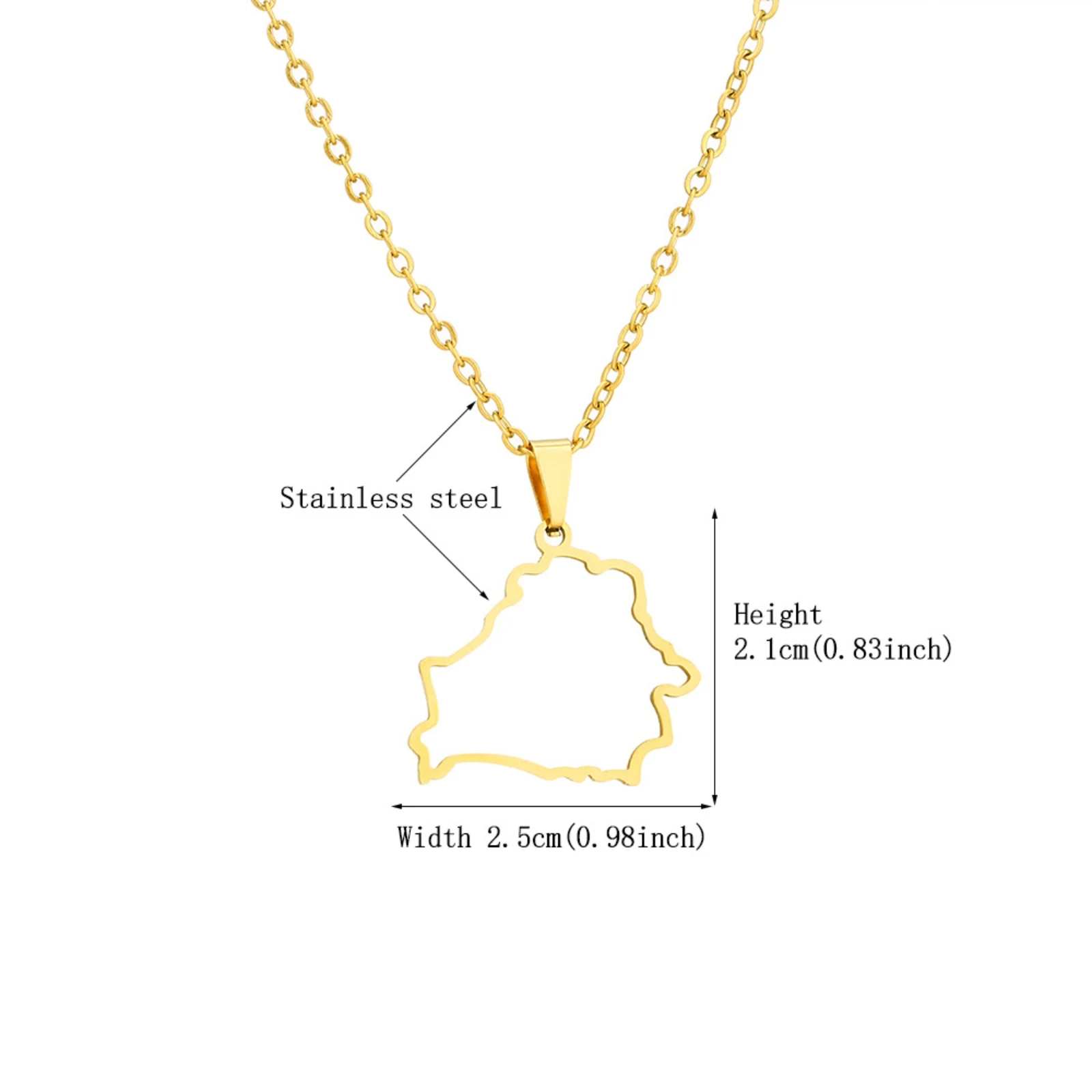 Edelstahl-Halskette mit Belarus-Karte, belarussischer Kartenanhänger, patriotischer Schmuck, Geschenk für Frauen und Männer – Detail 3