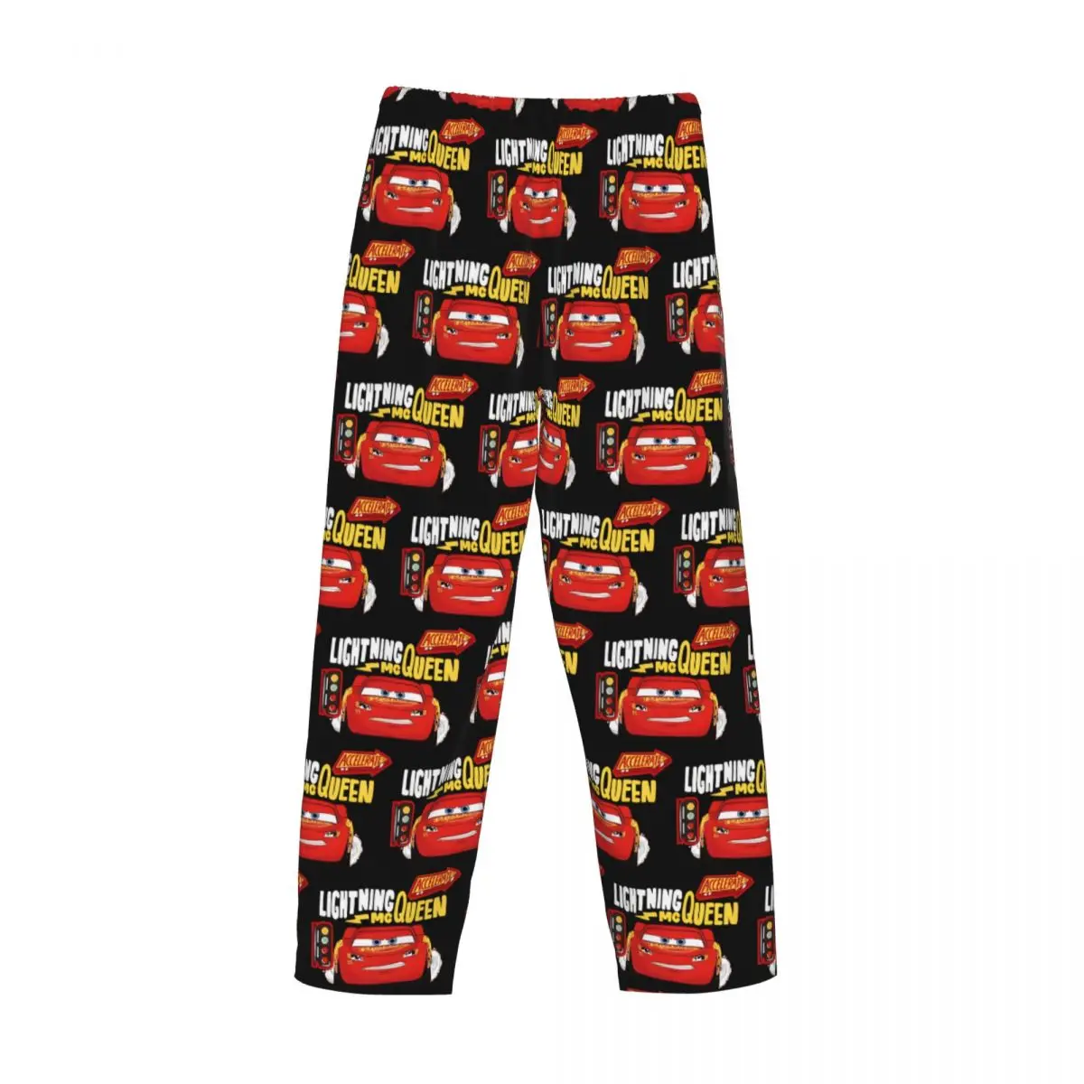 Custom Cars Lightning Mcqueen Pajama Pants Sleepwear for Men Elastic Waistband Sleep Lounge Bottoms with Pockets