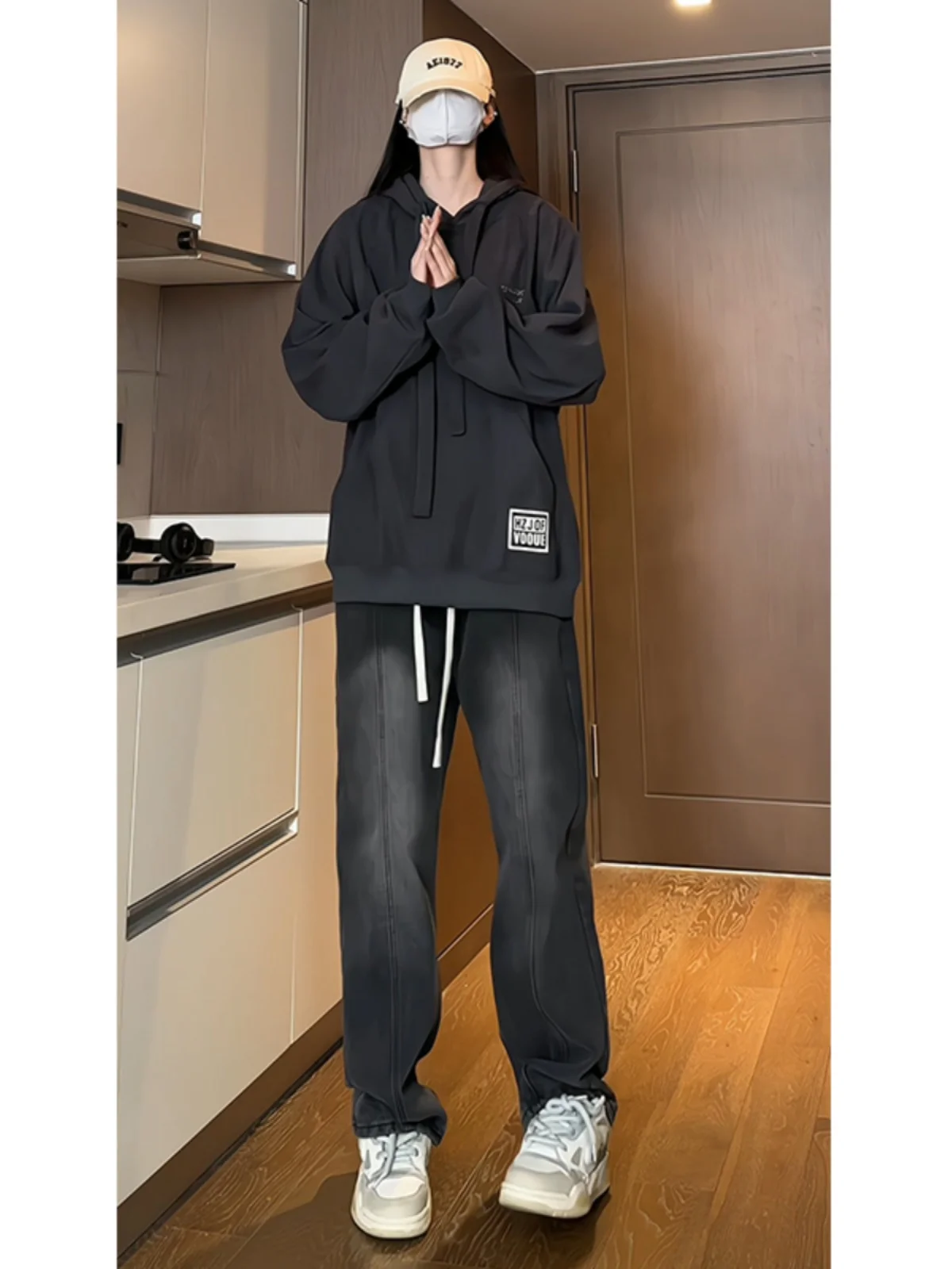 

Парные оверсайз худи из вельвета для весны и осени в американском уличном стиле, немнущиеся, повседневные, удобные, молодежные, модные