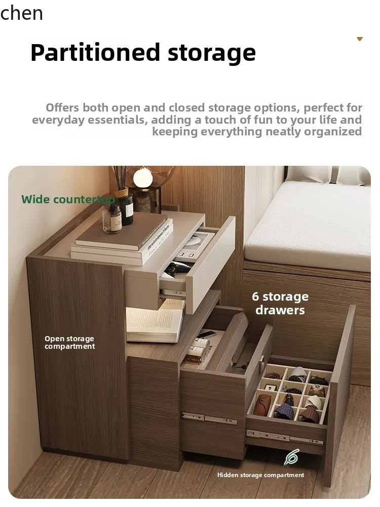 ZML Bedside Table Multi-Functional Hidden Anti-Theft Cabinet High-End Bedroom Bedside Cabinet