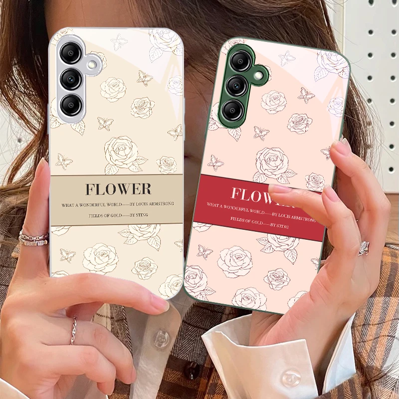 

Multiple colored roses For Samsung Galaxy A14 4G 20 30 52 20S 21S 22 A32 33 34 42 50 51 53 54 70 71 72 73 5G Glass Phone Case