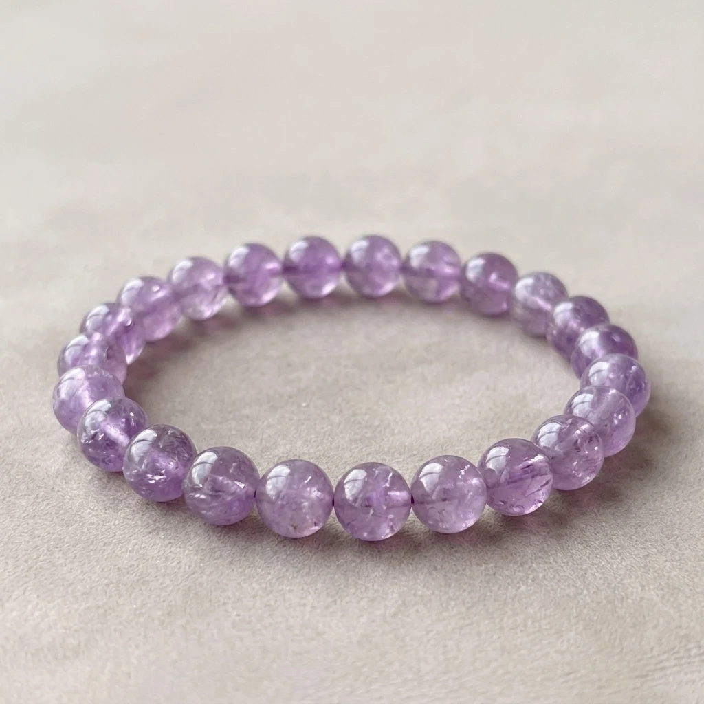 Lila Natürliches Lavendel-Amethyst Perlenarmband Heilender Halbedelstein-Schmuck für Ruhe und Intuition Geschenk für Frauen
