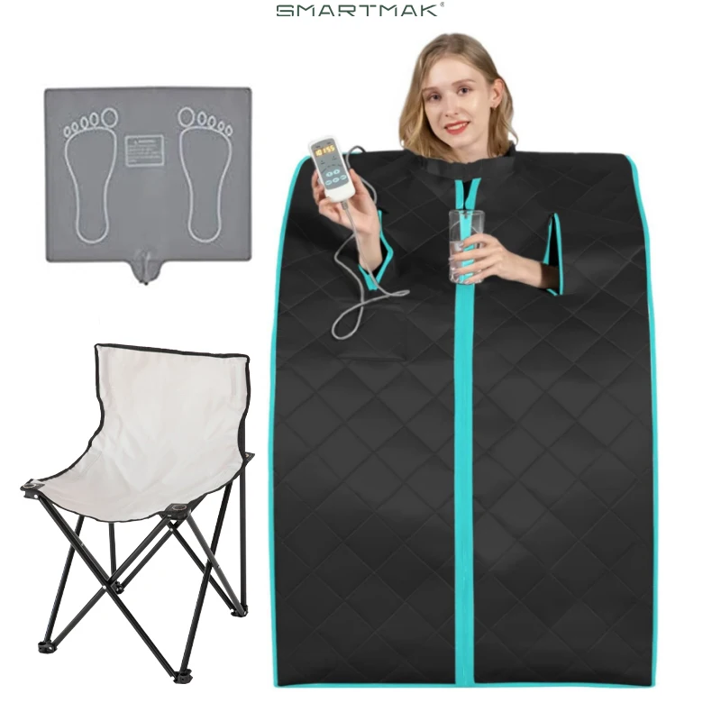 

Far Infrared Sauna Full Body Person Portable SPA Set with Time & Tempreture Remote Control Heating Foot Pad and Foldable Chair