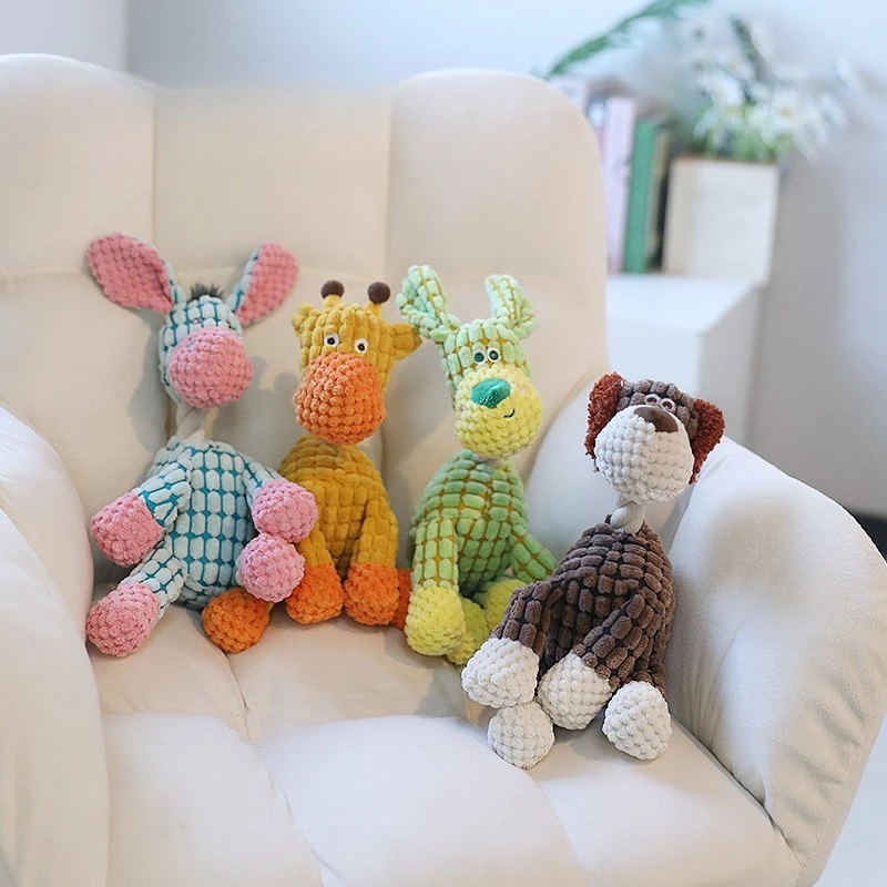 

Pet Dog Chew Squeaky Toy Funny Donkey Shape Durable Bite-Resistant Plush Interactive Toy for Dogs Training Teeth Cleaning