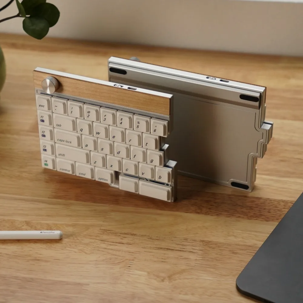 Jiffy75 CNC Aluminum Split Keyboard Low Profile Tri Mode Wireless Hot Swap with Rotary Knob Custom Portable Ergonomic Keyboard