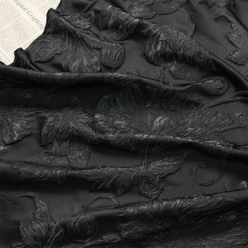 

Large Flower Black Embossed Texture Jacquard Fabric Spring Autumn Retro Dress Tote Bag Diy Sewing Fabric