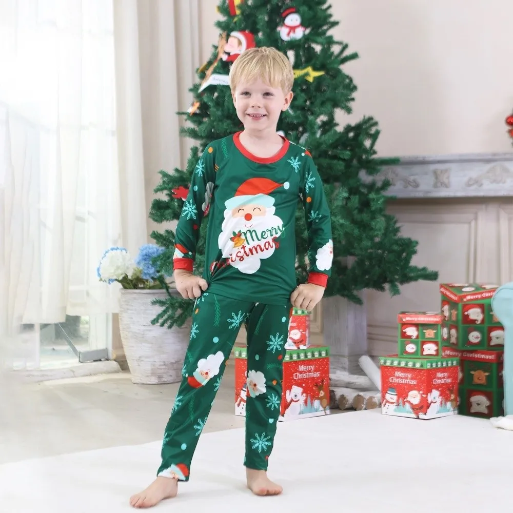 Santa Claus Print Family Matching Pajamas 2 Pieces Suit Long Sleeve Santa Claus Print Sleepwear Pullover Style
