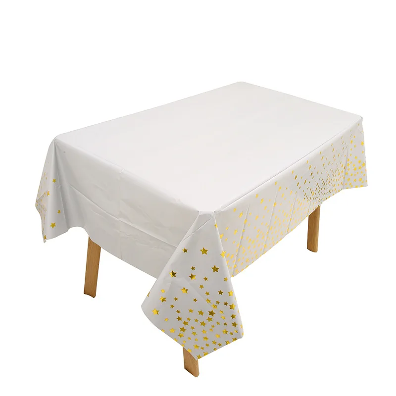 3PCS Gold Plated Silver Five-pointed Star Disposable Tablecloth Birthday Party Decorations