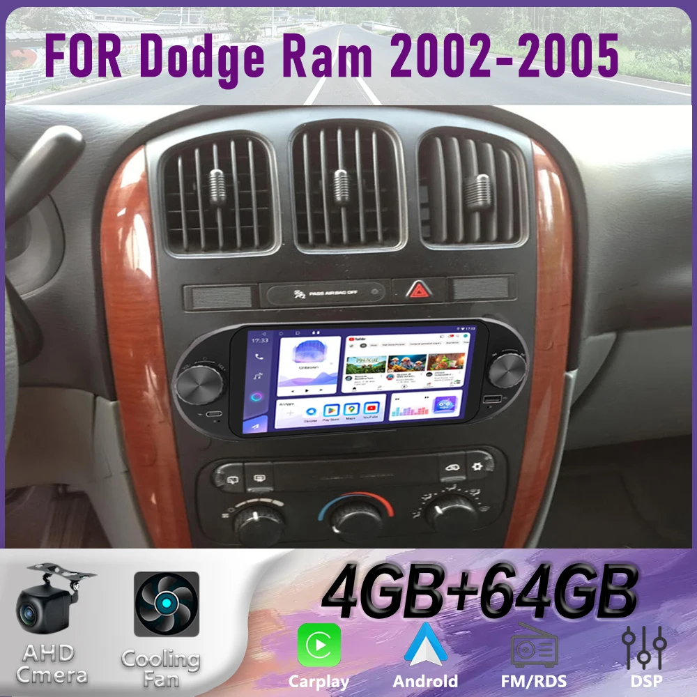 

6" FOr Dodge Ram 2002-2005 GPS Car Radio Steering Wheel Control Google Map Stereo Reversing Image 2DIN Head Unit 4GB+64GB