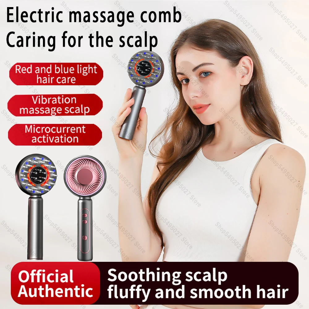 Scalp Head Care Liquid Applicator EMS Microcurrent Vibration Head Massager Red Light Hair Care Hair Growth Comb Relax Scalp