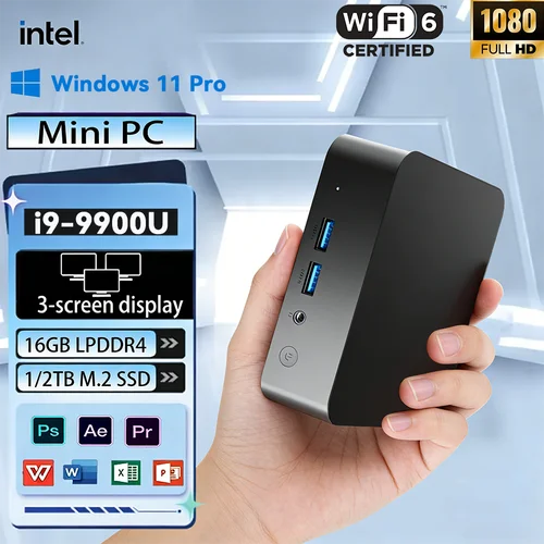 Tragbarer Gamer-Desktop-Mini-PC Intel Core i9 8950HK 16 GB RAM 1 TB SSD Windows 11 Wifi6 Mini-Computer Business Office Desktop-PC