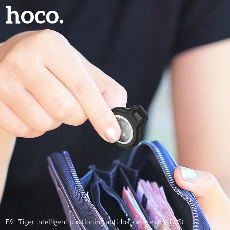 HOCO Tracker Anti-smarrimento 4 Pezzi per Apple AirTag, Compatibile con IOS Find My, Localizzatore GPS Bluetooth per Bagagli e Chiavi con Custodia