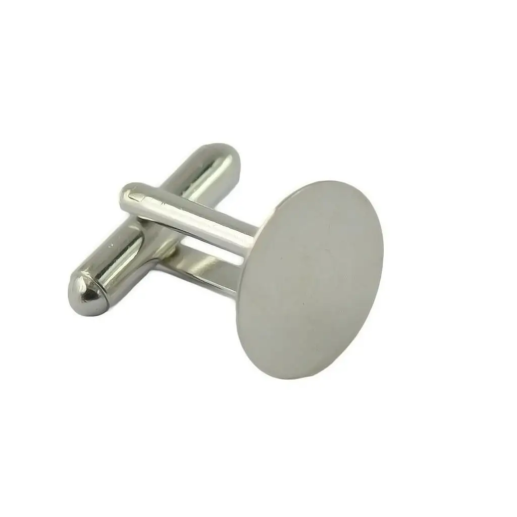 10 Pcs 15mm Round Cufflink Findings Cuff Link Blank Backs Plate