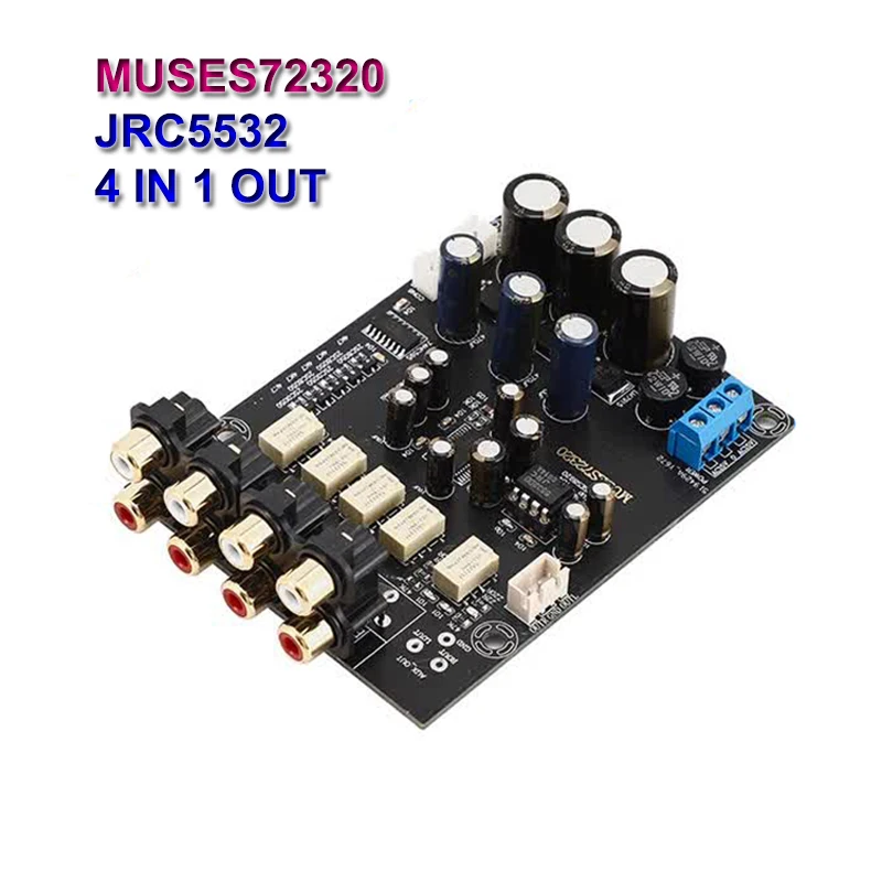 Muses72320 JRC5532DD HiFi Preamplifier Stereo Input Switcher Audio Preamp Volume Control PreAMP