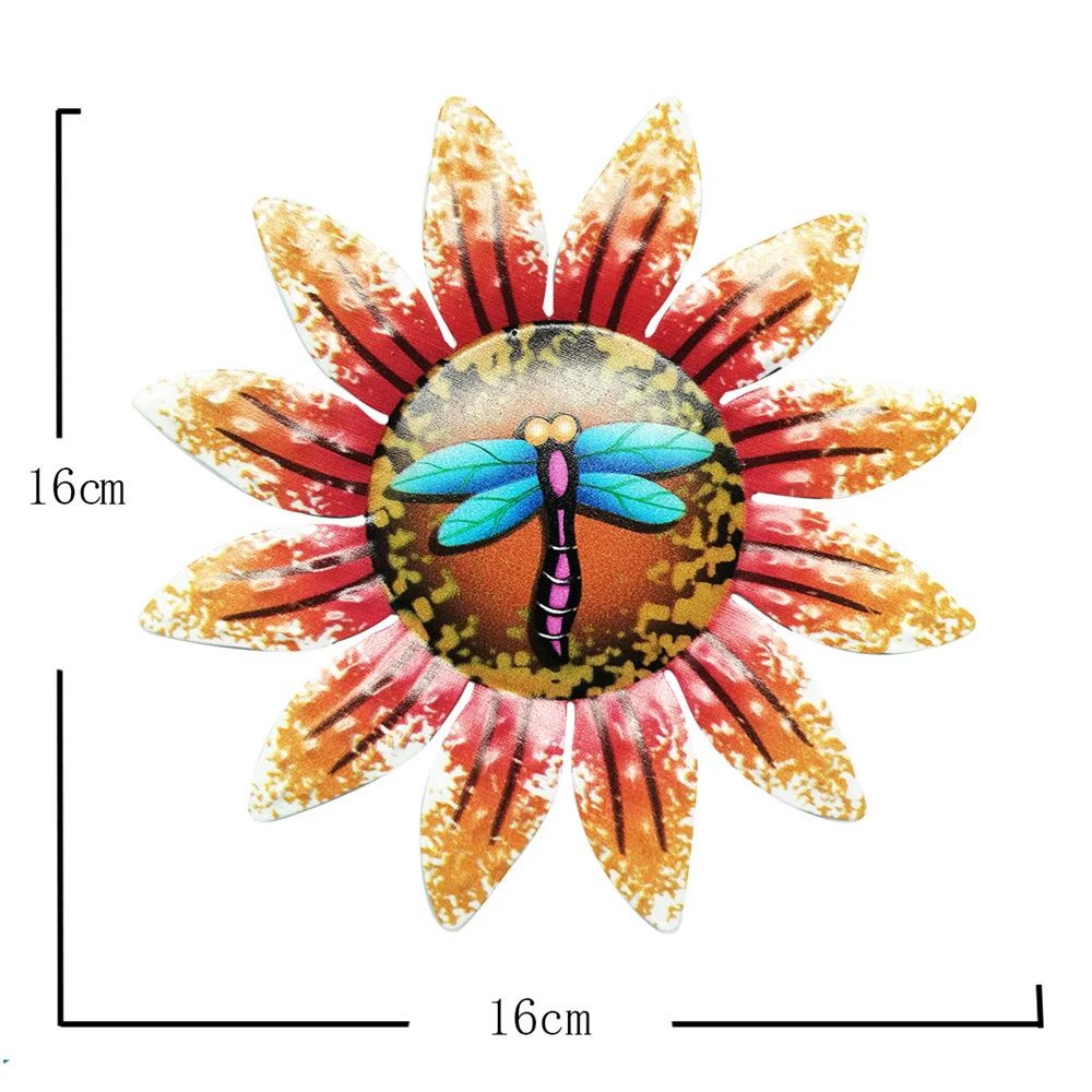 Metal Sunflower Sculpture Wall Art Decoration Outdoor Stakes Colorful Yard Garden Interior Metal Iron Party Flower Decor 2022