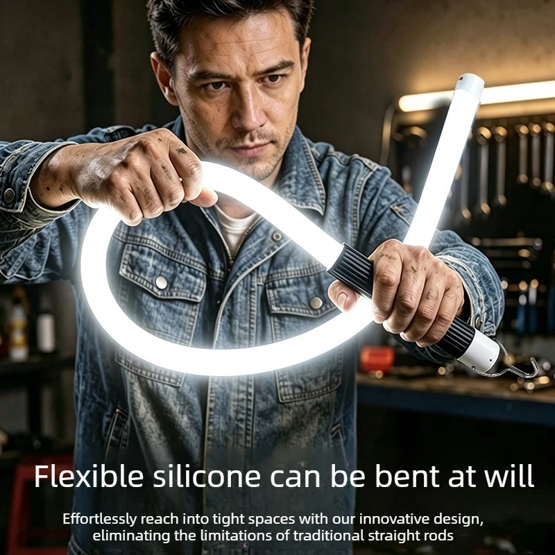 Flexible Silicone Rechargeable LED Emergency Light Handheld Multifunctional White Light Glow‑Stick