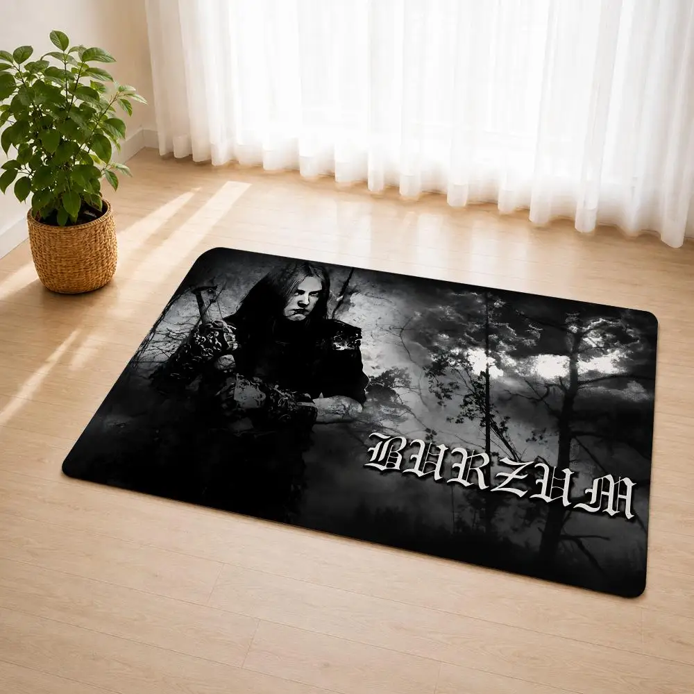 B-Burzum Black Rock Band Floor Mat Flannel Rug Soft Non Slip Door Mat For Bathroom Bedroom Kitchen Living Room Home Decor