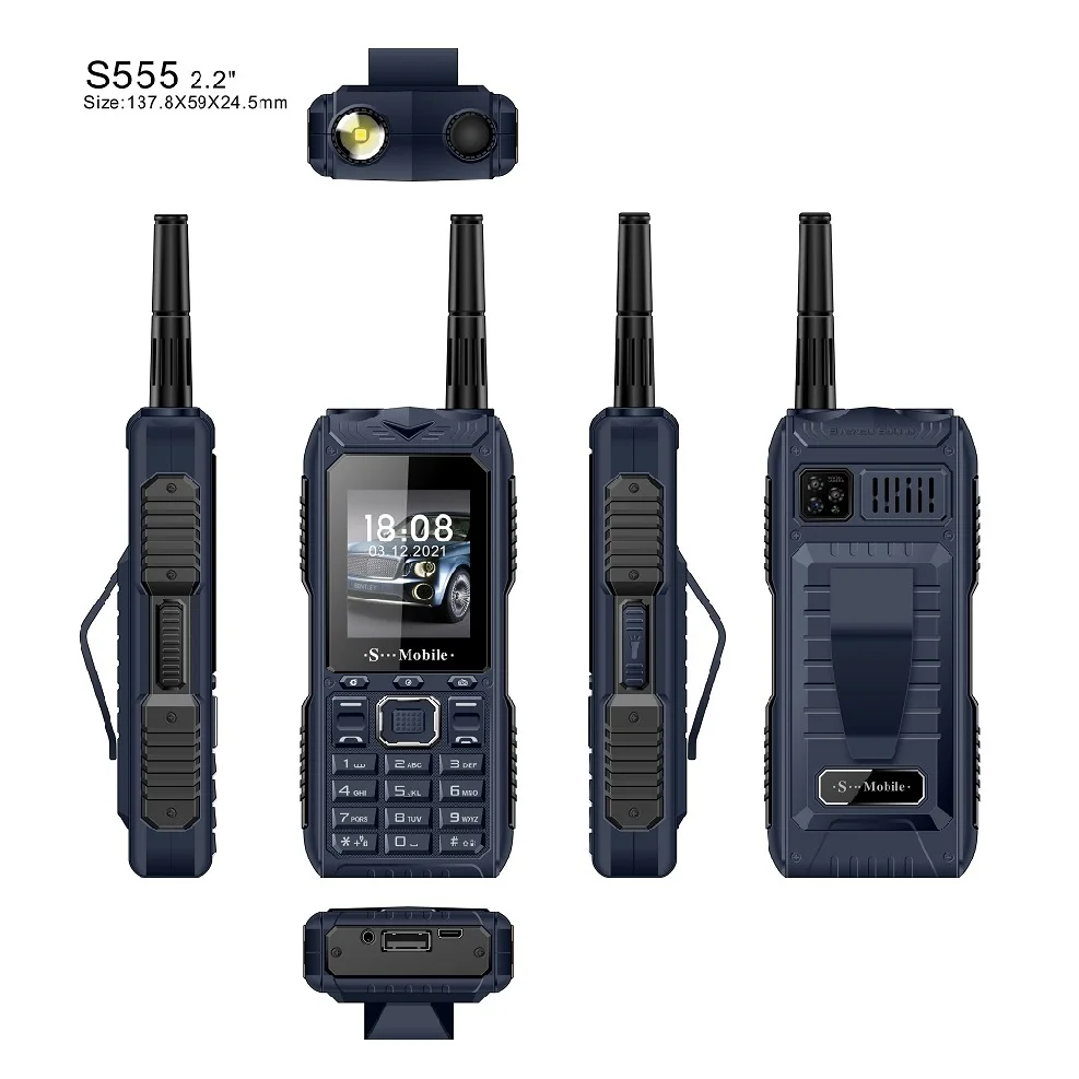 Nouveau téléphone portable S555, trois cartes, trois jours de veille, extérieur, longue durée, peut tirer le Signal d'antenne, envoyer fortement un Clip à la taille