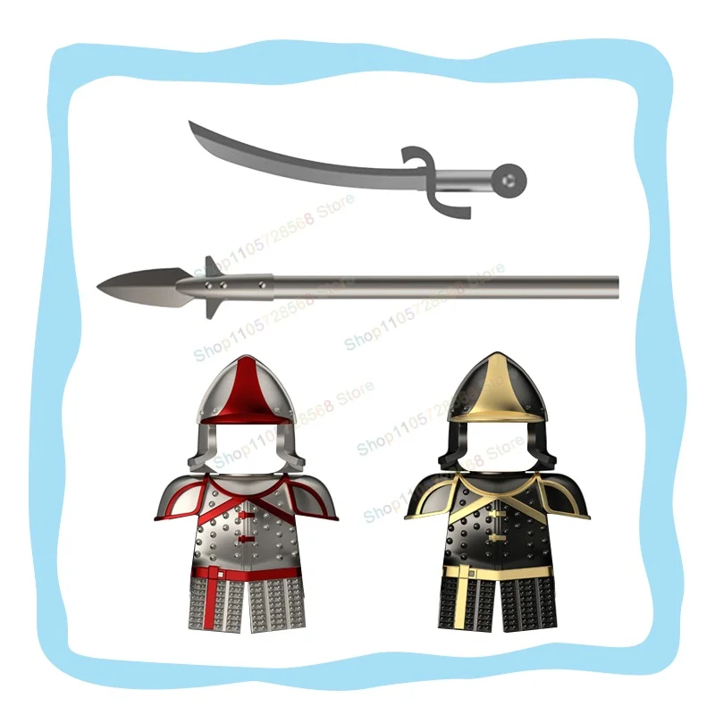 Heavy Soldiers Dragon Soldiers Medieval Action Figures Building Blocks Spear Helmet Accessories Creative Toys for Kids Gifts