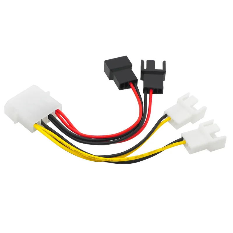 1 pçs/lote Computador Ventilador De Refrigeração 4Pin Molex Para 3Pin Fan Cabo de Alimentação Conector Adaptador 12v * 2/5v * 2 para CPU PC Caso Ventilador