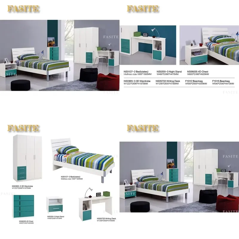 For Children Bedroom Furniture Set Kids Room Decor Wood Bed Desk Chair Storage Space Saving Modern Style Easy Assembly