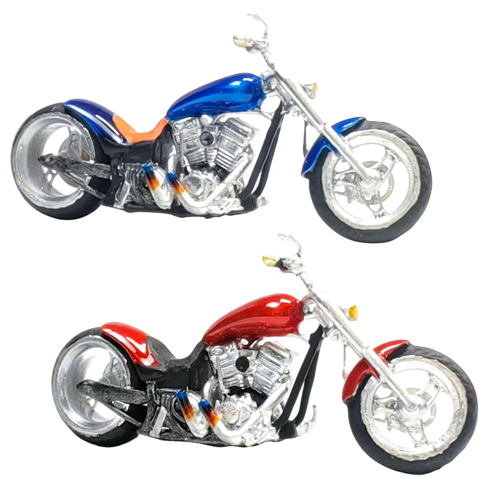 2x 1/64 Painted Motocycle Model Diorama Figurines for Buliding Scenes Decor