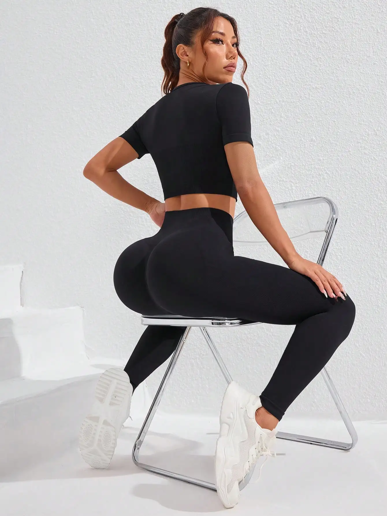 Seamless High Waist Scrunch Butt Leggings Women Black Tummy Control Fitness Yoga Pants Gym Workout Running Sport Tights
