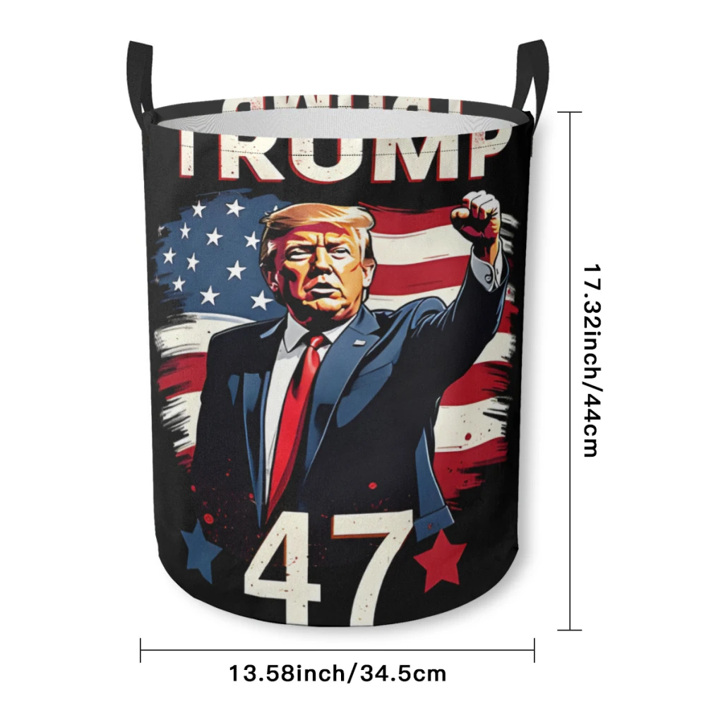 Trump 47_1 Bundle Device Laundry Basket Fabric Laundry Moving Folding Dirty Laundry Basket Cartoon