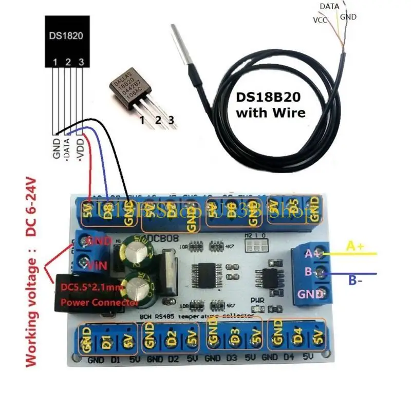 U13B High-Accuracy Temperature Measurement Board with Sensors and MODBUS RTU