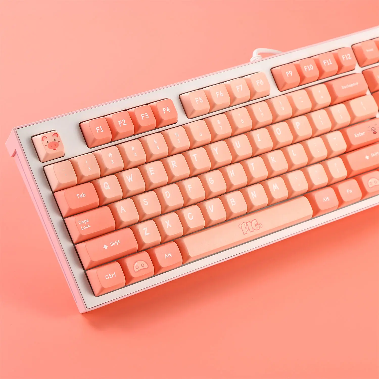 104 + 24 PBT Keycap Five-Sided Sublimation XDA Height ANSI ISO Layout - Pink Pig