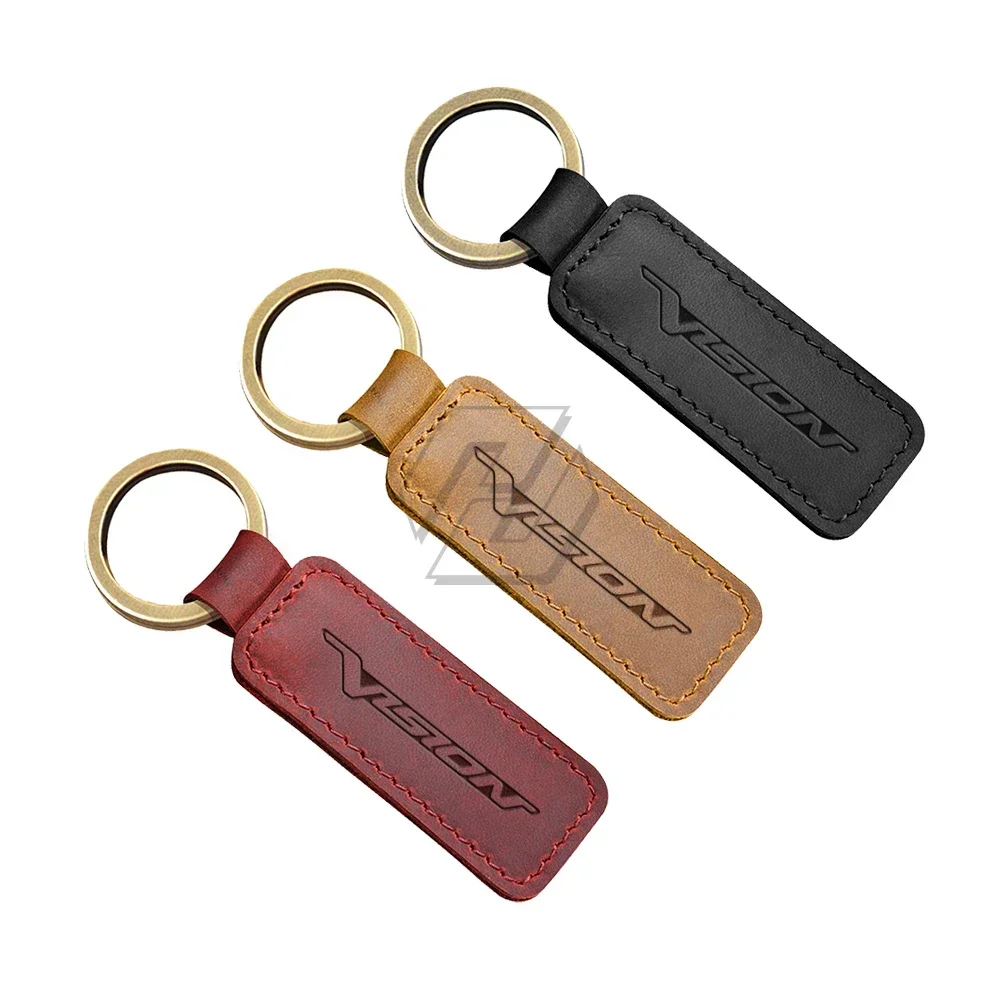 For Honda Vision 110 XS XS-1 Scooter Motorcycle Cowhide Keychain Key Ring