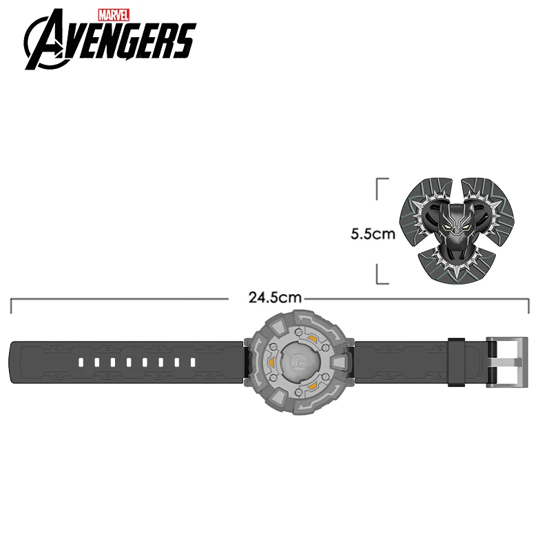 New Marvel Avengers Black Panther Style Fidget Spinner Wristband Three Kinds Of Glare Movie Peripheral Toy Set Boy Birthday Gift