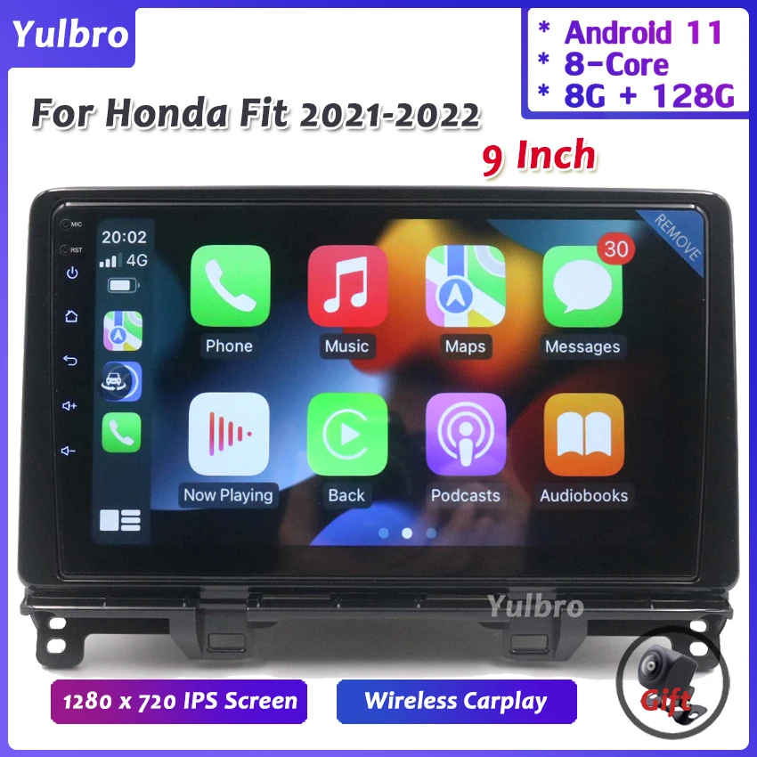 For Honda Fit 2021-2022 Android 11 Auto Radio Car Multimedia Player 4G Wifi Gps Navigation DVD Navi Stereo Carplay Head 9 Inch