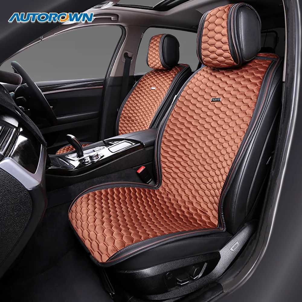 Suede car seat cushion Plush flocking cloth 3D honeycomb grid General Motors interior CAR SUV MPV 2 front seat car seat cover