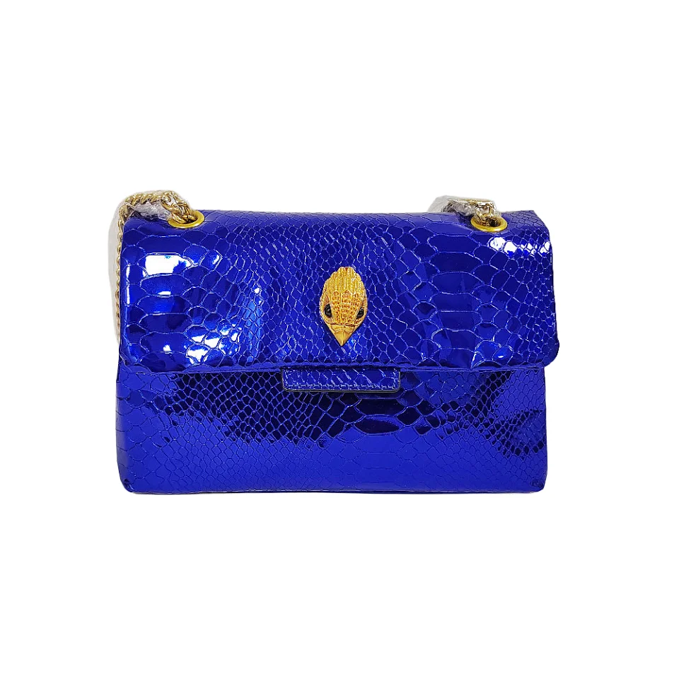 New Style Serpentine Shiny Pattern Mirror Handbag Bright Colors Eagle Metal On Front Flap Women Purse Cross Body Shoulder Bag