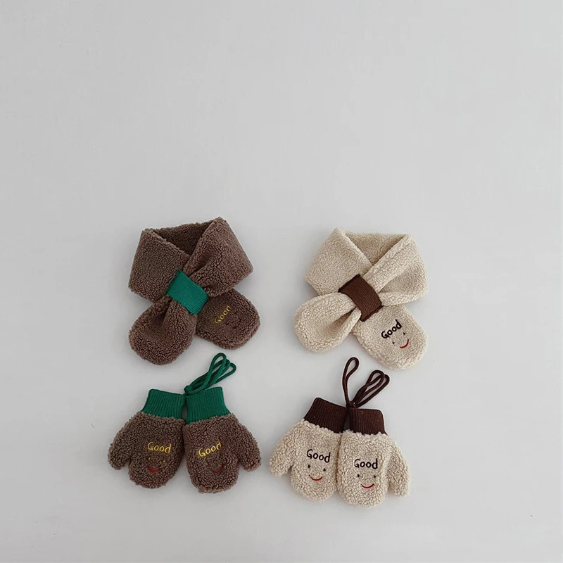 แกะขนแกะถุงมือเด็กฤดูหนาว WARM Baby Plush Mittens 1-4year เด็กผู้หญิงเด็กแขวนคอ Fingerless ถุงมือถุงมือการ์ตูน