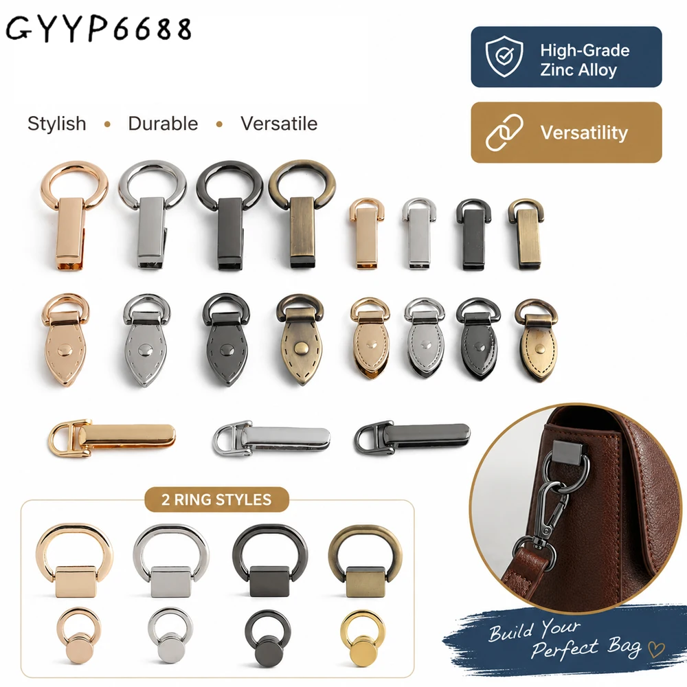 10/30/100PCS Metal Leaf Shape Bag Anchor D-ring For DIY Leather Shoulder Handbag Straps Hanger Hooks Connector Clips Accessories