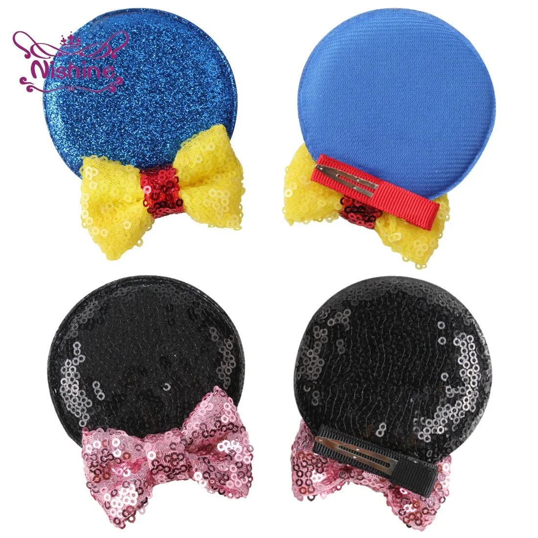 2pcs/lot Glitter Sequins Bowknot Children Hair Clips Baby Girls Cute Ear Hairpin Princess Headwear Kids Birthday Gifts