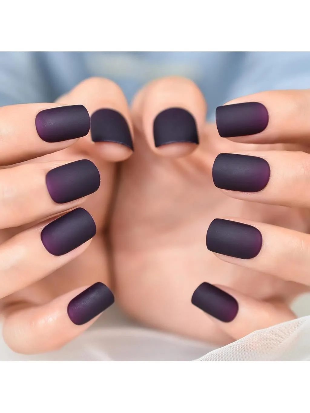 Faux Ongles Courts Squoval 256, Violet, Noir, Couverture Complète, Salon de miles à la Maison, N64.
