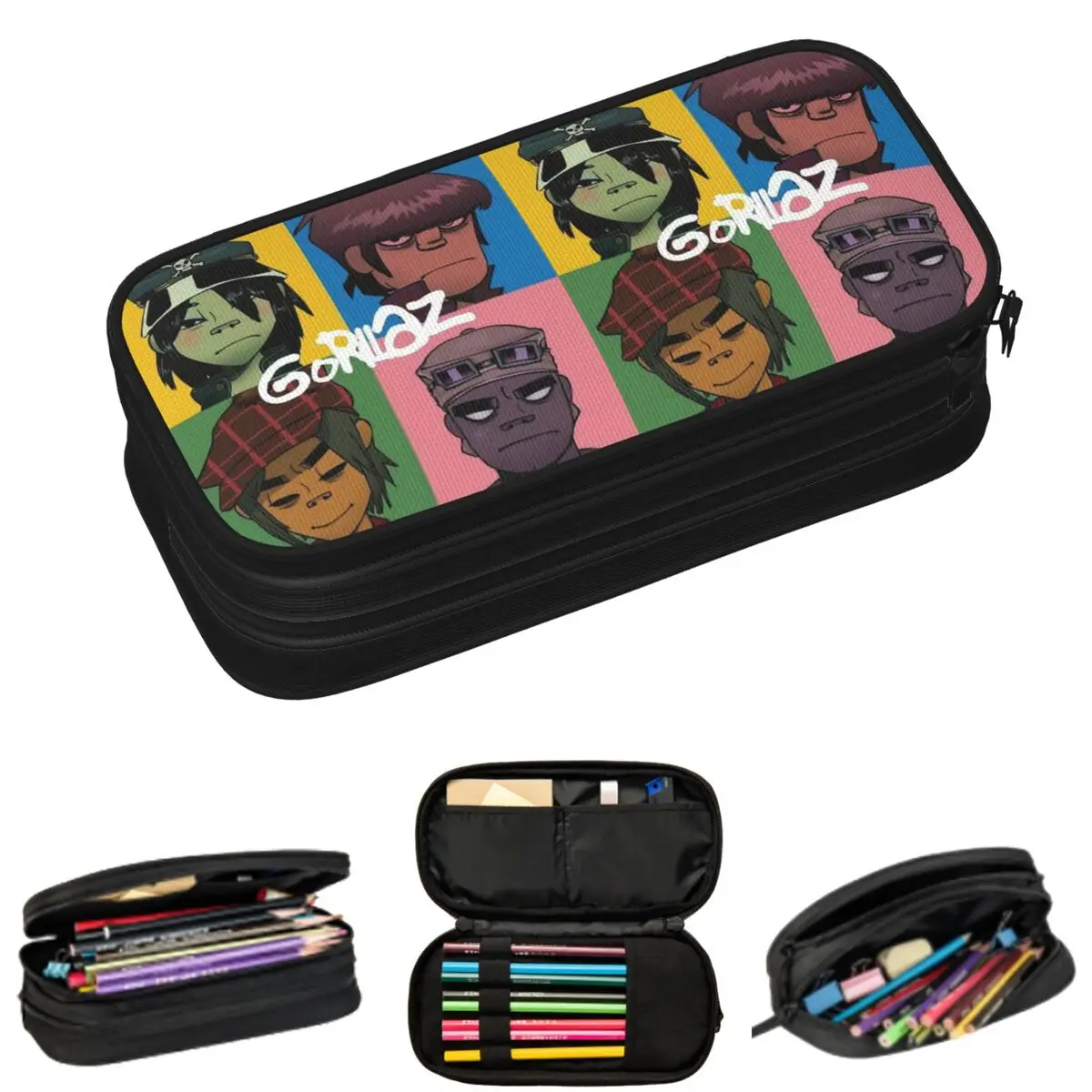 Gorillaz Virtual Band Music Pencil Case for Students Gifts Pen Box Pencil Bag Stationery Supplies Pen Holder Bag