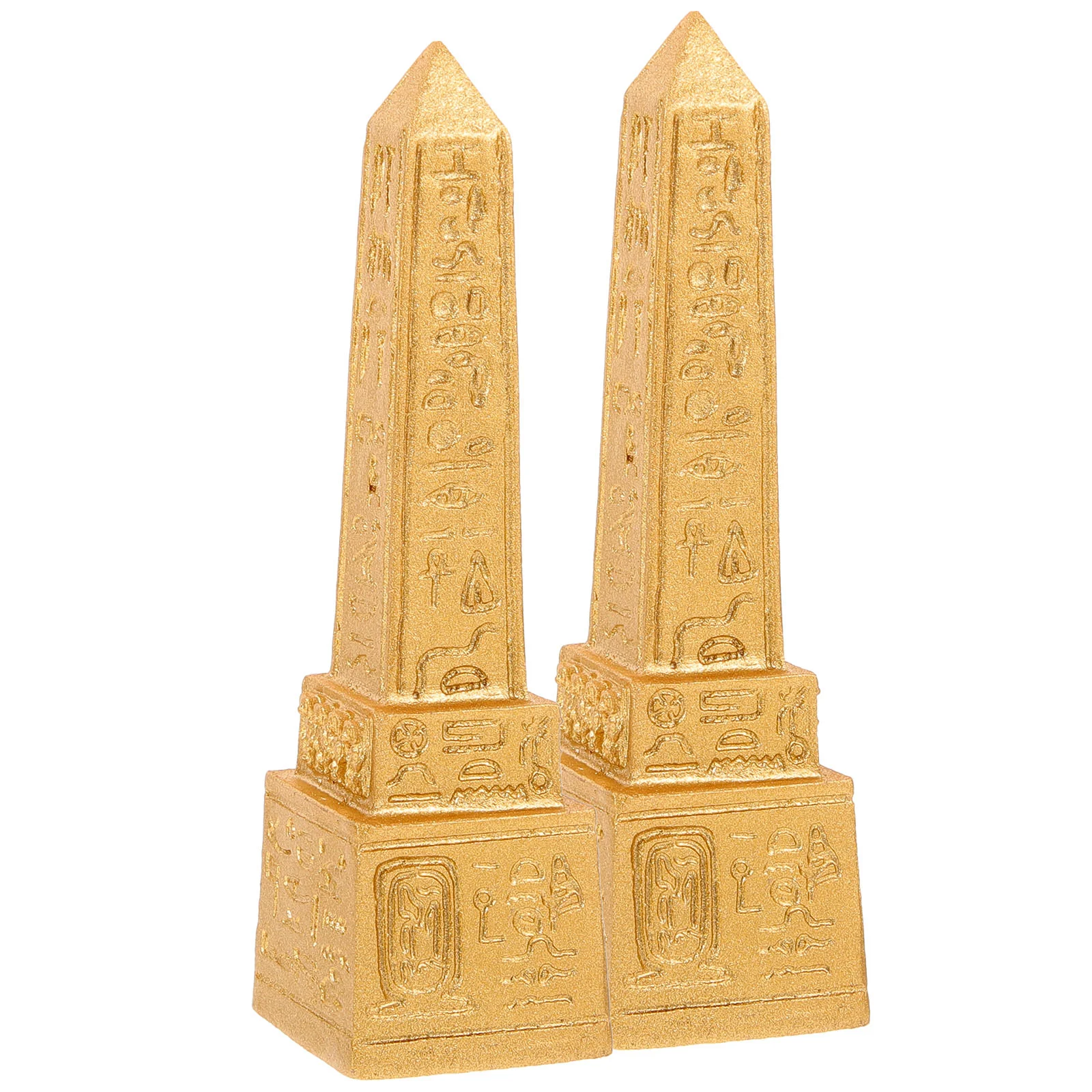 2 Pcs Egyptian Tower Statue Ancient Landmarks Desktop Temple Decoration Ornament Golden