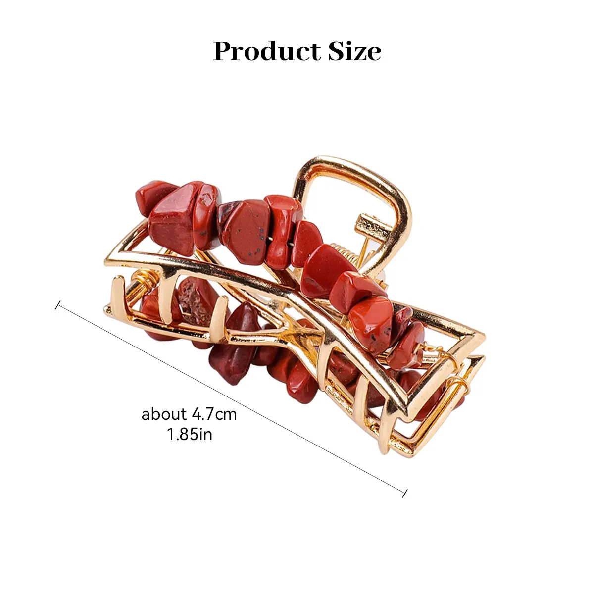 Natural Crystal Chip Bow Hair Claw Clips Metal Geometric Hair Grab Barrette Healing Stone Hair Accessories For Women Daily Party