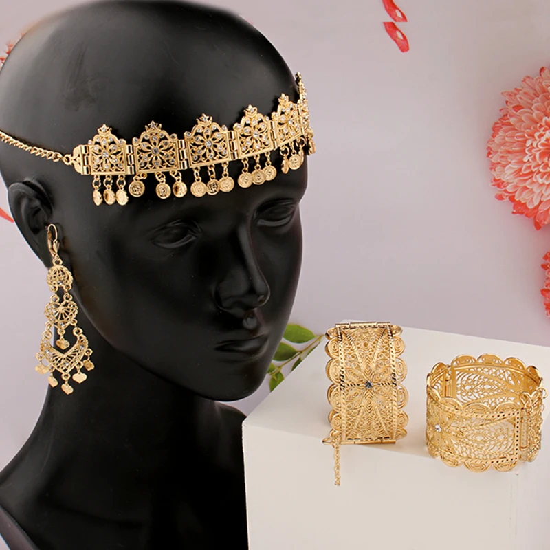 

Algeria Wedding Jewelry Set Gold Plated Luxury Accessories for Women Set Arabic Joias Em Mulher Conjuntos Turkish Bridal Gifts