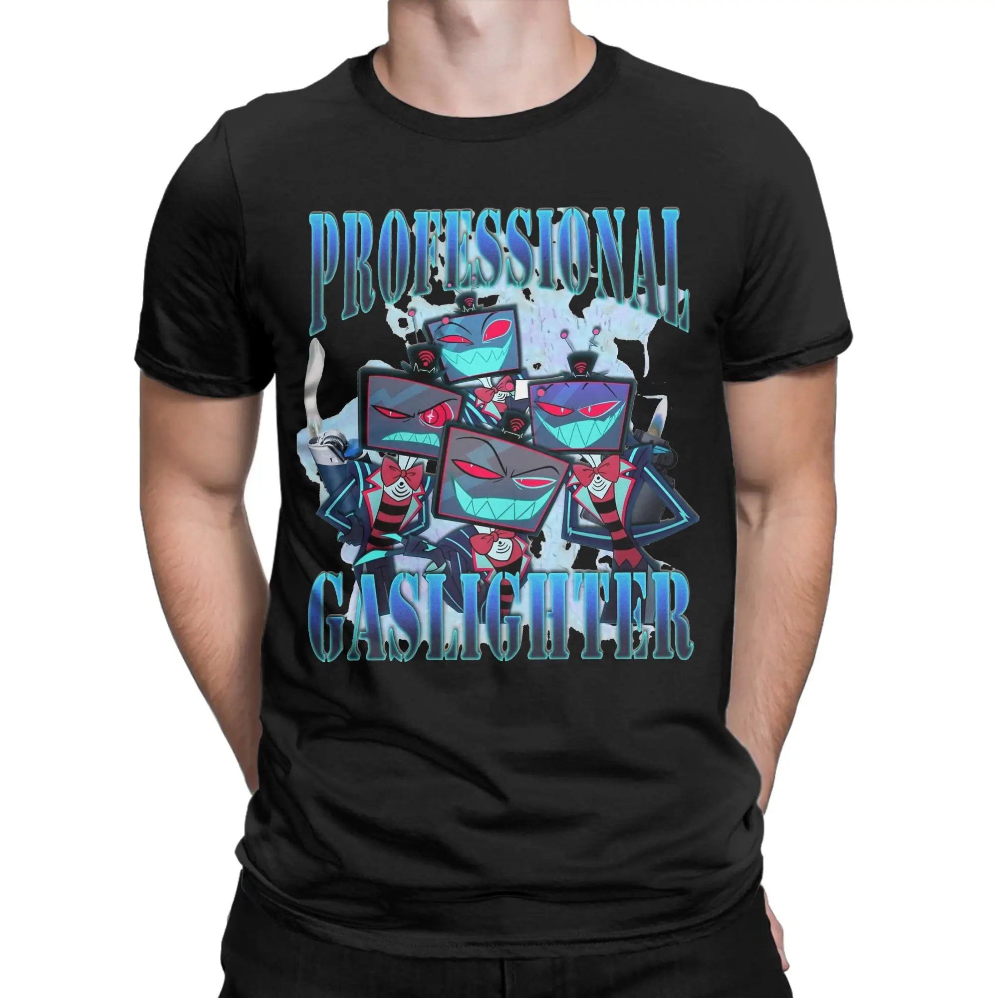 Men's Vox Professional Gaslighter Hazbined Hoteled T Shirt Cotton Tops Funny Round Neck Tee Shirt Plus Size T-Shirt