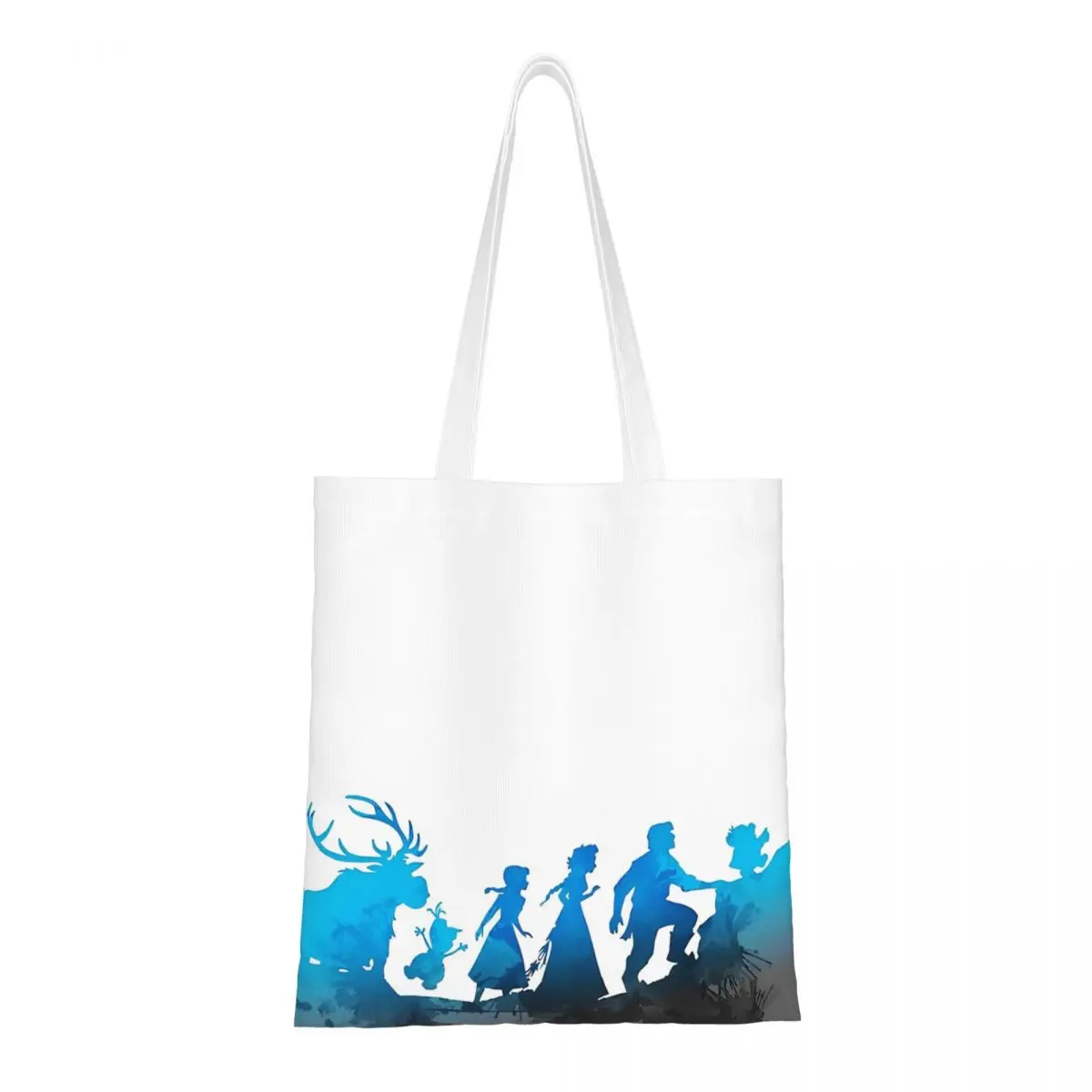 Frozen Elsa Trek Inspired Silhouette Canvas Tote Handbag Grocery Bags Large Capacity Shopping Bags for Women