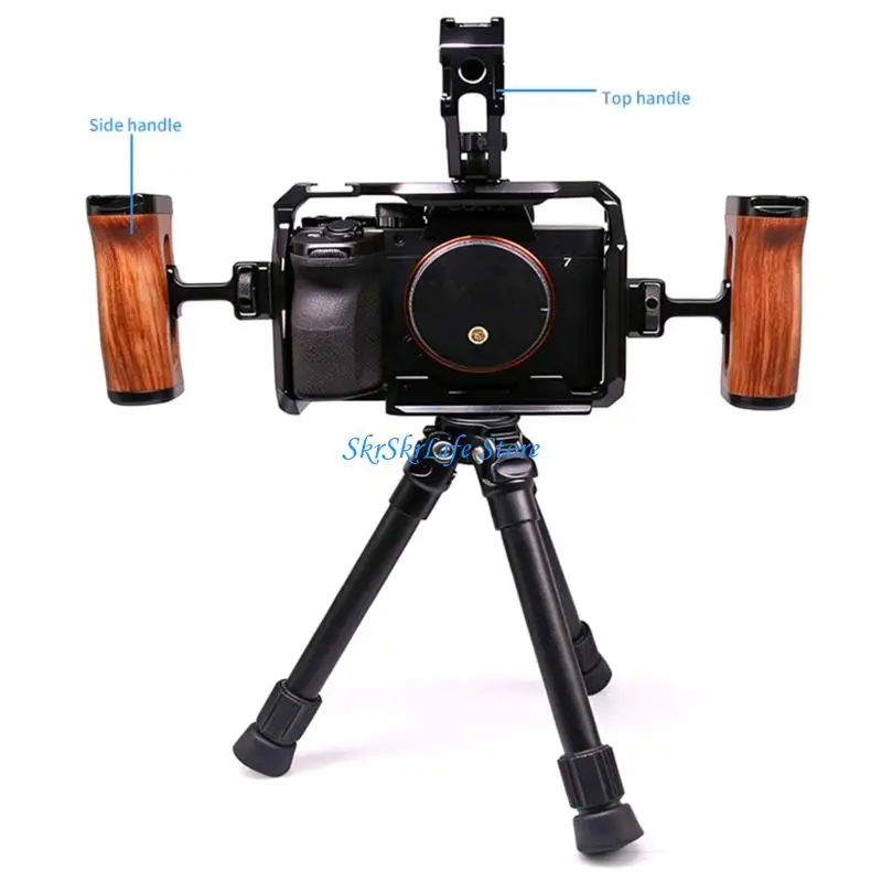 E65E Camera Full Cage for A7M4 A7M5 A7R5 Aluminum Camera Rig Quick Release Plate Camera Cage Full Access Protective Metal Video