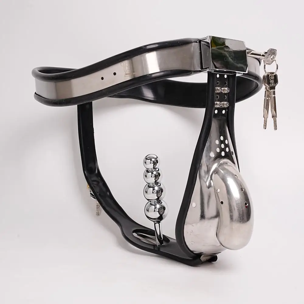 Manyjoy الفولاذ المقاوم للصدأ حزام العفة الذكور مع 4-الكرة المكونات الشرج الخرز الملابس الداخلية درع قفل حماية جهاز BDSM الجنس لعب الرجال