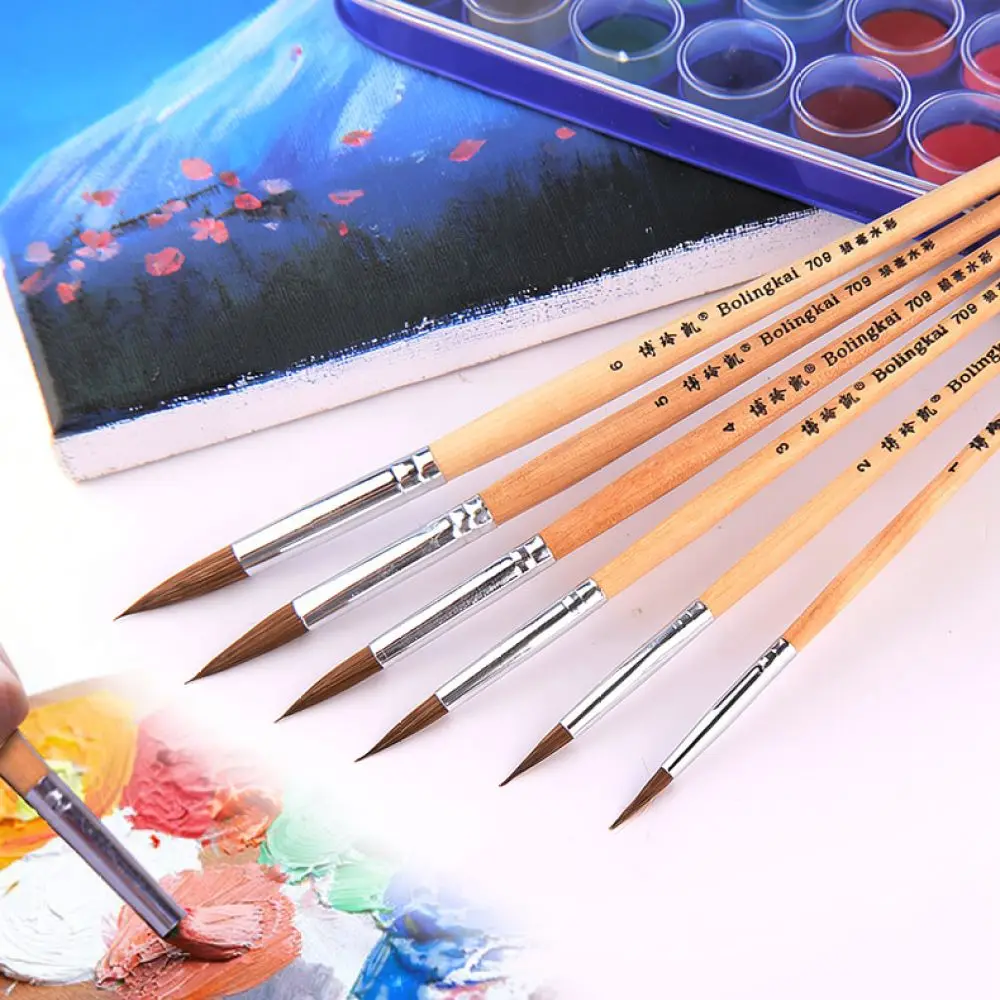 Quality Wolf Hair Watercolor Brushes Set Ergonomic Wood Handle Drawing Tools For Acrylic Oil Painting Art Craft Supplies